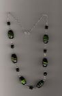 SOLD Black striped bead necklace.