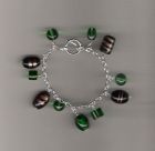 Green glass  silver bracelet