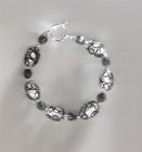 SOLD Black and white  glass &quot;scribble&quot; bead bracelet